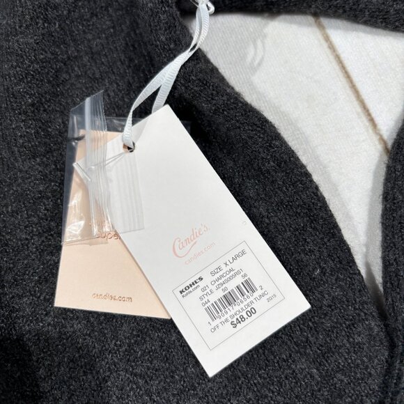 NEW Candies Junior's XL Sweater Dress Long Tunic Cowl Neck Charcoal Gray NWT - Picture 4 of 16